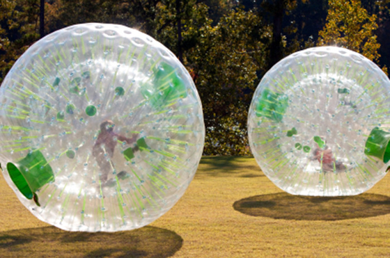China TPU Green Dot Inflatable Zorb Ball , Inflatable Human Hamster Ball 3.0m x 2.0m Dia For Grass supplier
